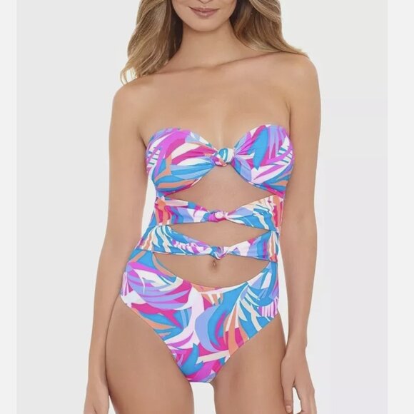Salt + Cove Juniors Tropical Breeze Knot Multi One Piece Swimsuit XS NWT - Picture 1 of 10